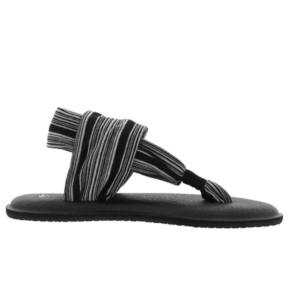 Sanuk Yoga Sling Thong Sandal - Black Gray Fabric Upper